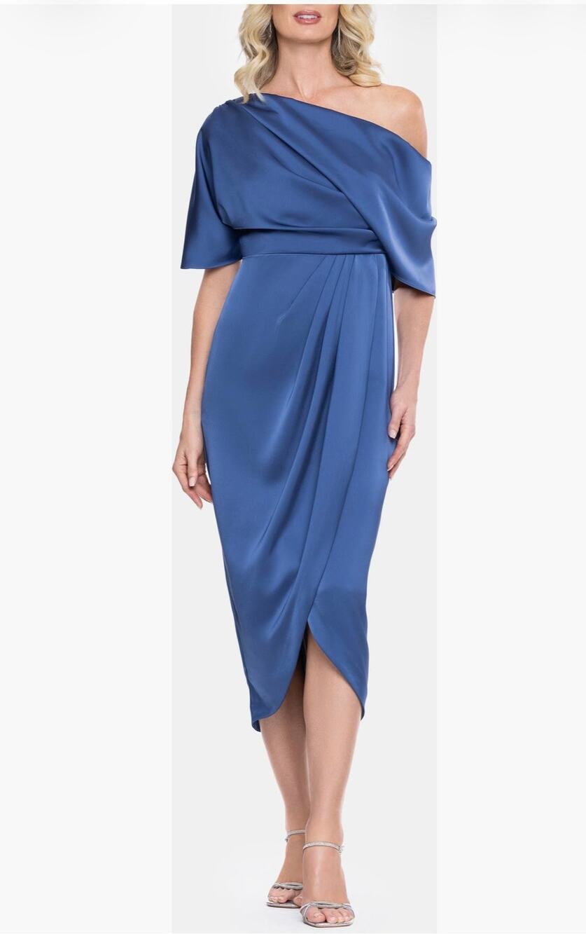 Betsy & Adam One-Shoulder Satin Tulip Cocktail Dress size 10 New with tags